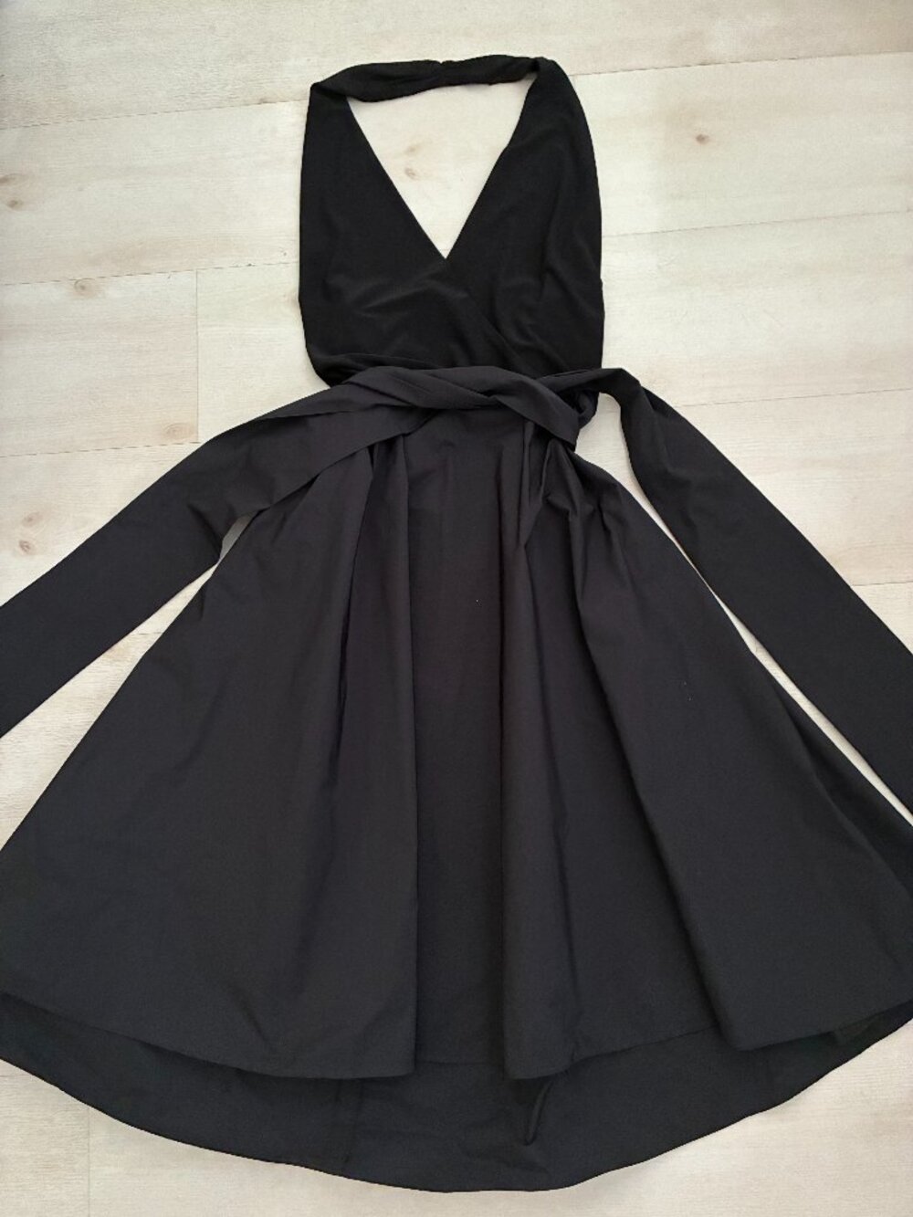Lauren Ralph Lauren Black Halter Wrap Dress A-Line Fit Flare S: 16 Green Label